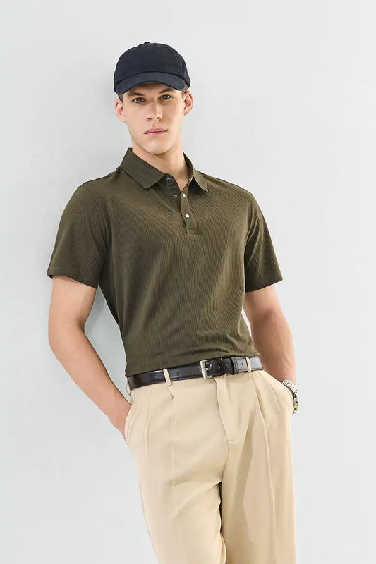 Snap Button Regular Fit Polo T-Shirt