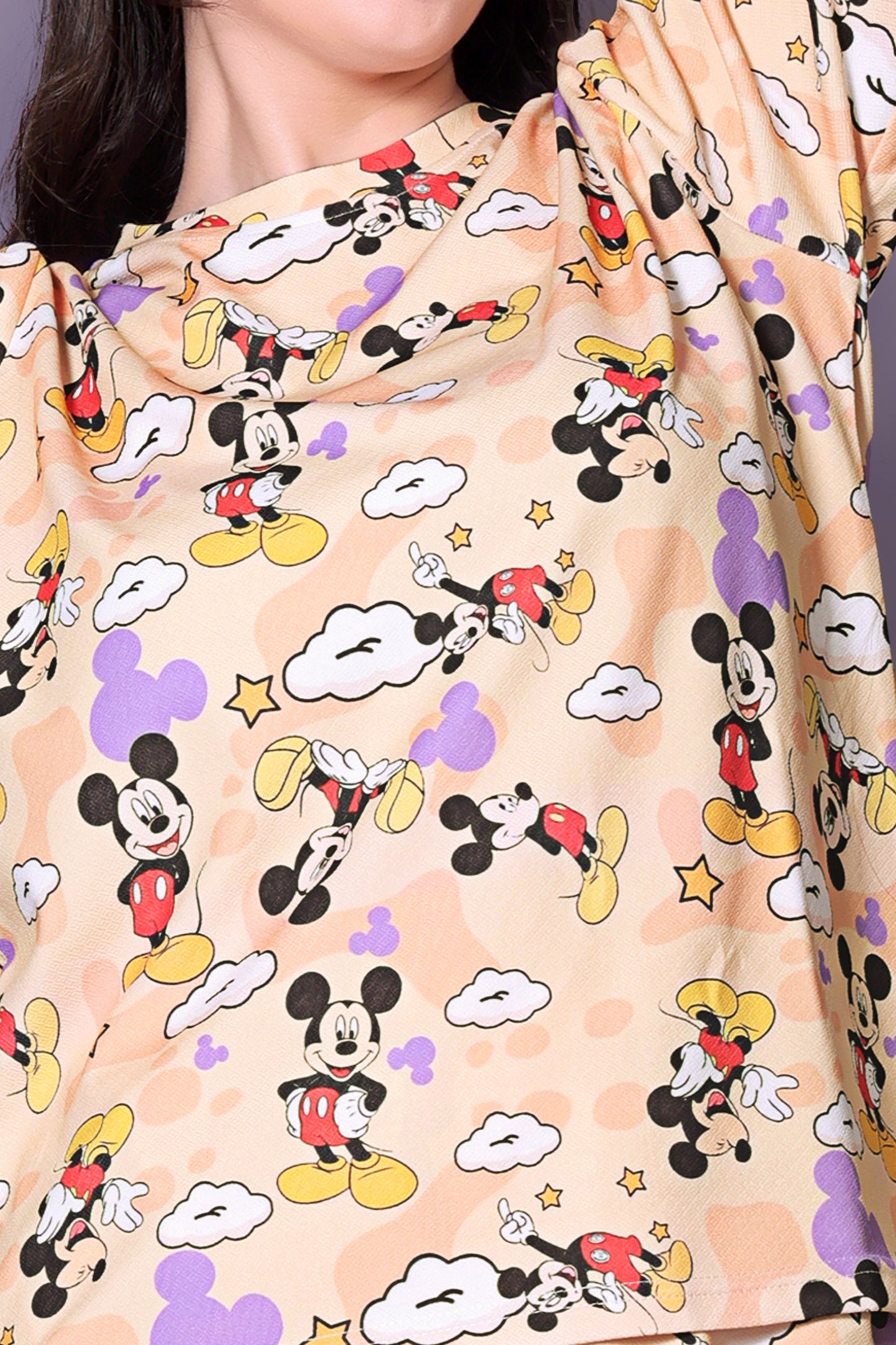 Women's Printed Top With Short (MICKEY YELLOW)
