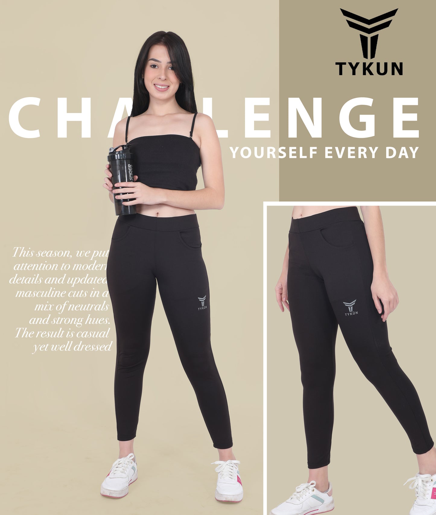 TYKUN Women Solid Track Pants (Black)