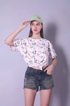 Drop Shoulder Women Cotton Blend Round Neck T-shirt (Minnie Mouse)