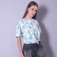 Drop Shoulder Women Cotton Blend Round Neck T-shirt (Green)
