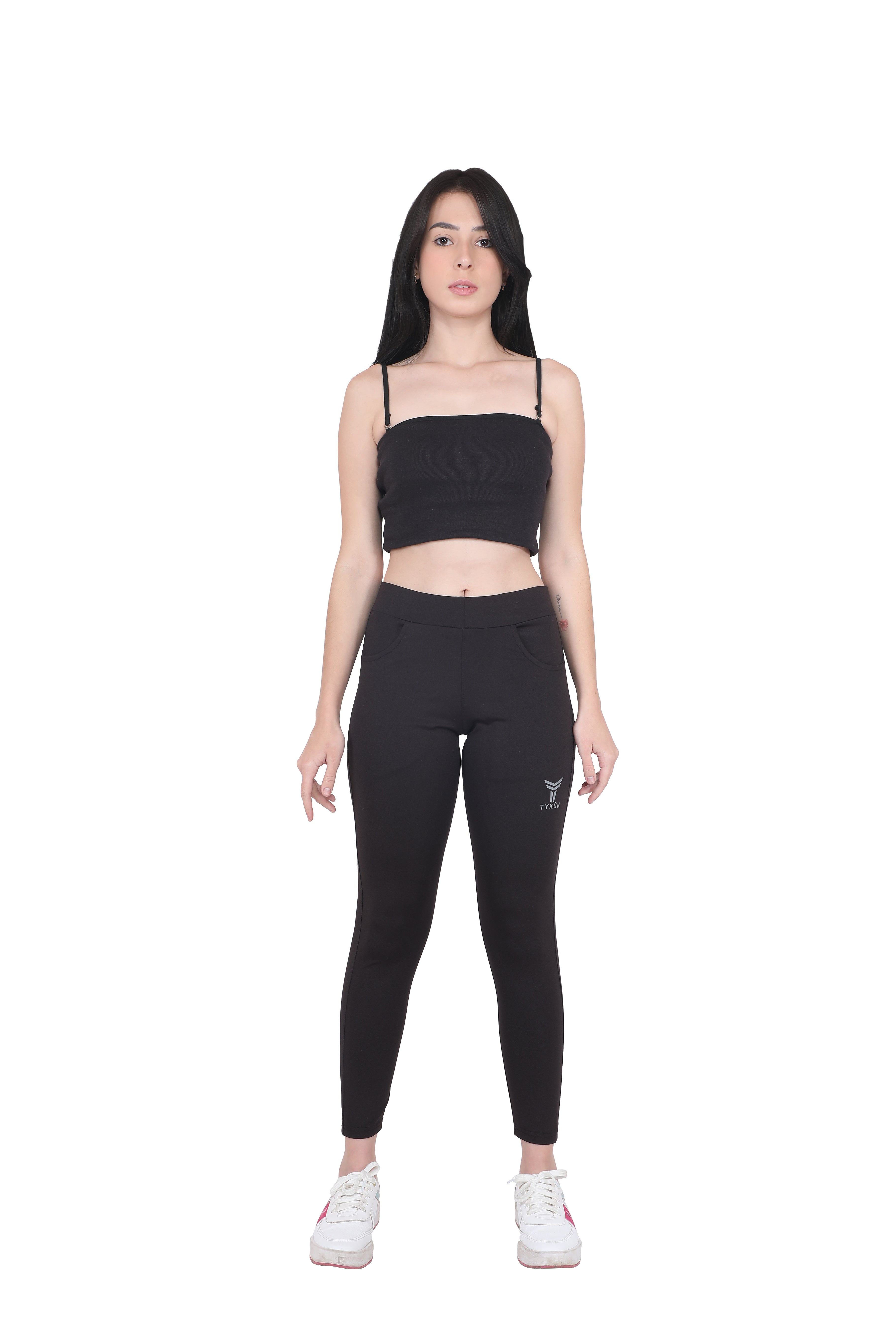 TYKUN Women Solid Track Pants (Black)