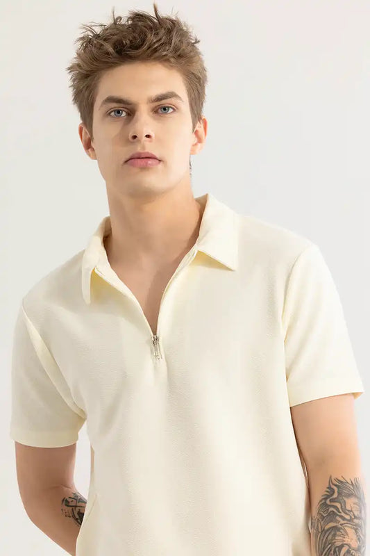 Men’s  Half Sleeve Polo T-Shirt with Zip Collar
