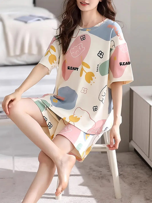 Korean Night Suit|| Lightweight Printed Set || Soft & Comfy Sleepwear for Girls & Women