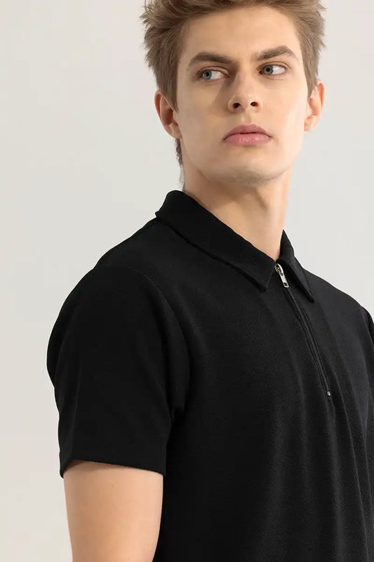 Men’s  Half Sleeve Polo T-Shirt with Zip Collar