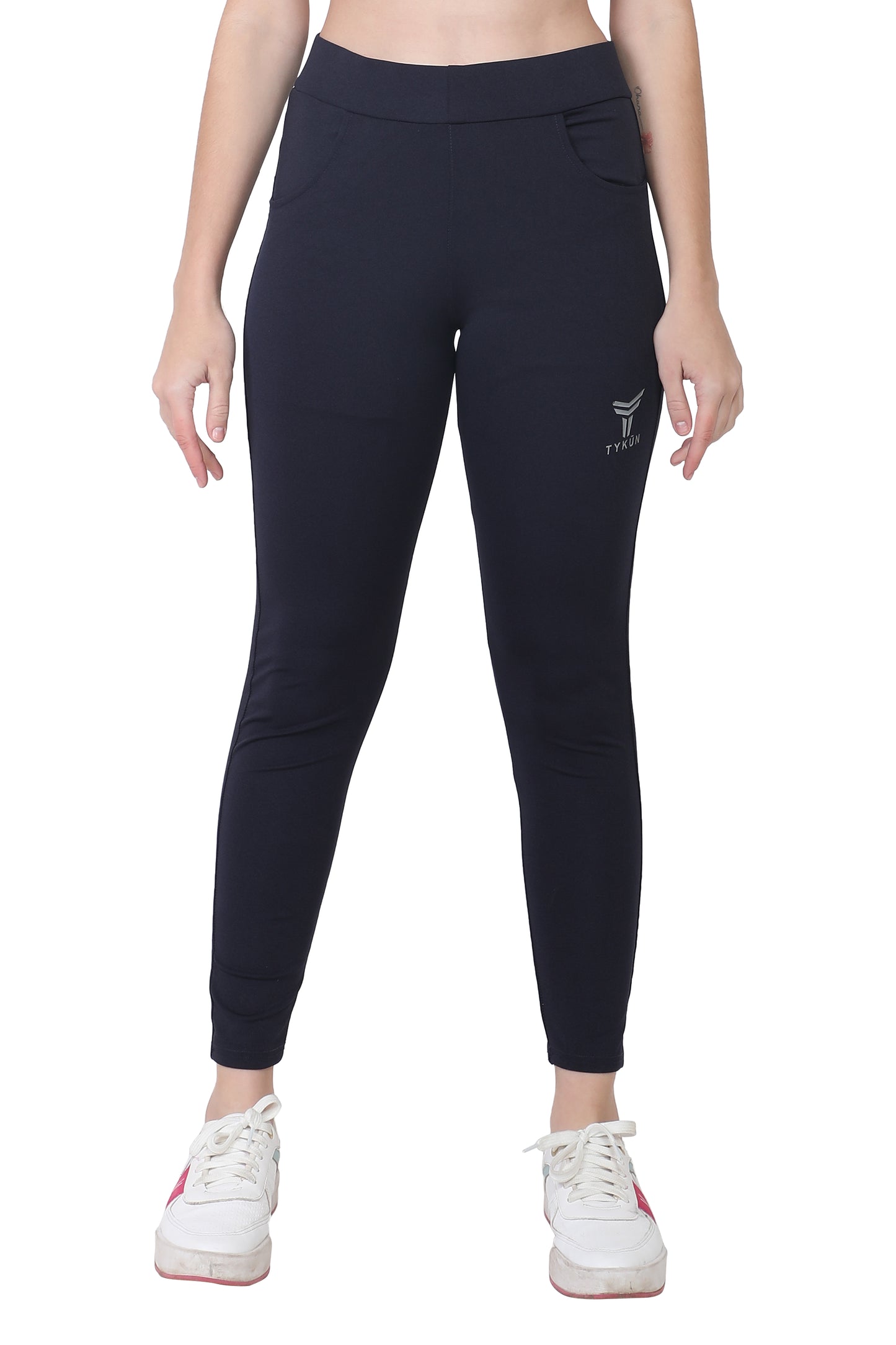 TYKUN Women Solid Track Pants (Navy)