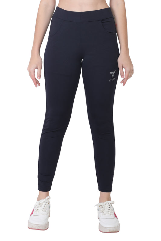 TYKUN Women Solid Track Pants (Navy)