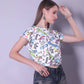 Drop Shoulder Women Cotton Blend Round Neck T-shirt (White)