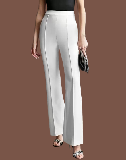 Women Regular Fit  Cotton Blend Trousers (White)