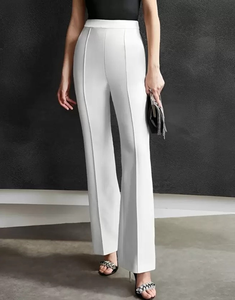 Women Regular Fit  Cotton Blend Trousers (White)