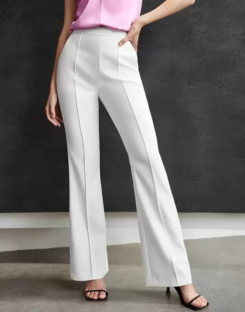 Women Regular Fit  Cotton Blend Trousers (White)