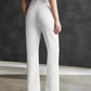 Women Regular Fit  Cotton Blend Trousers (White)