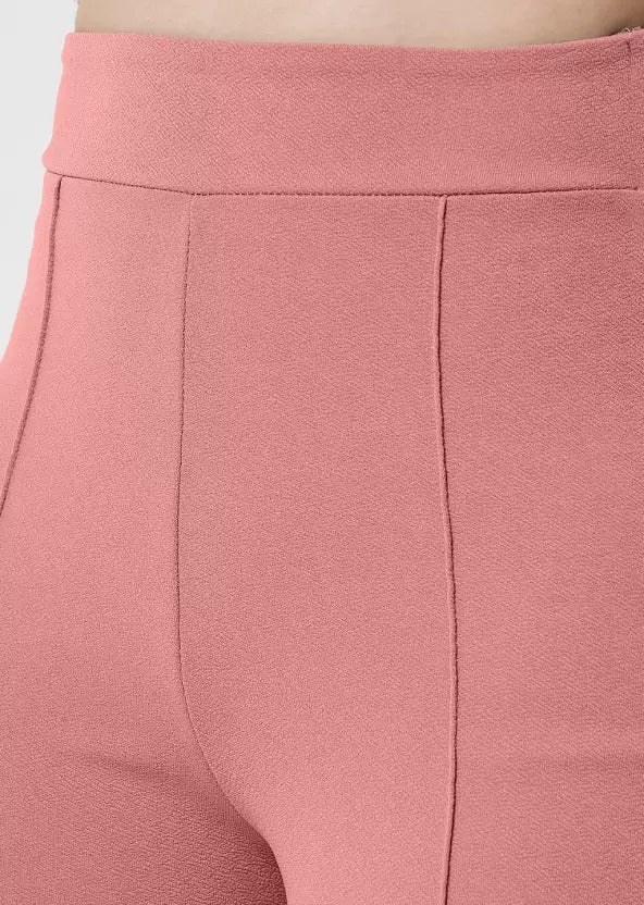 Women Regular Fit  Cotton Blend Trousers (peach)