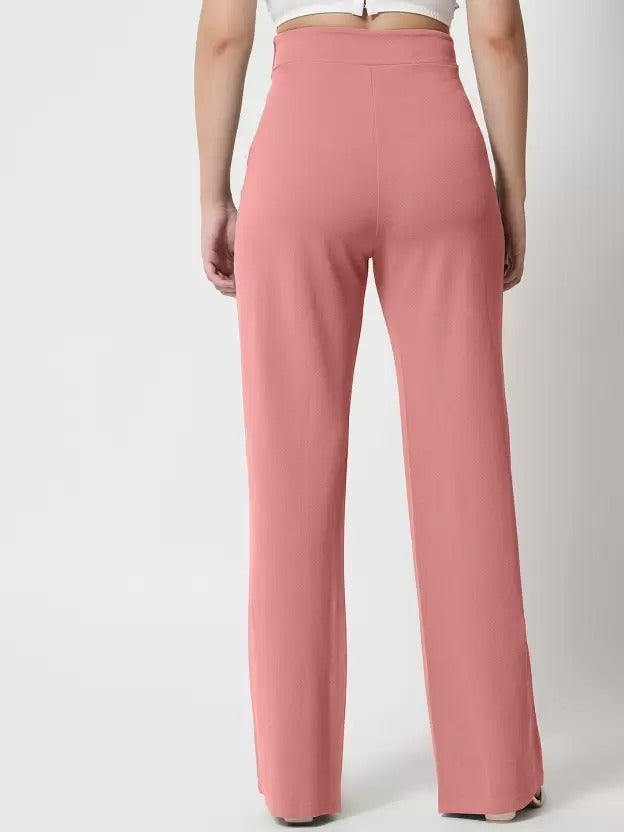 Women Regular Fit  Cotton Blend Trousers (peach)