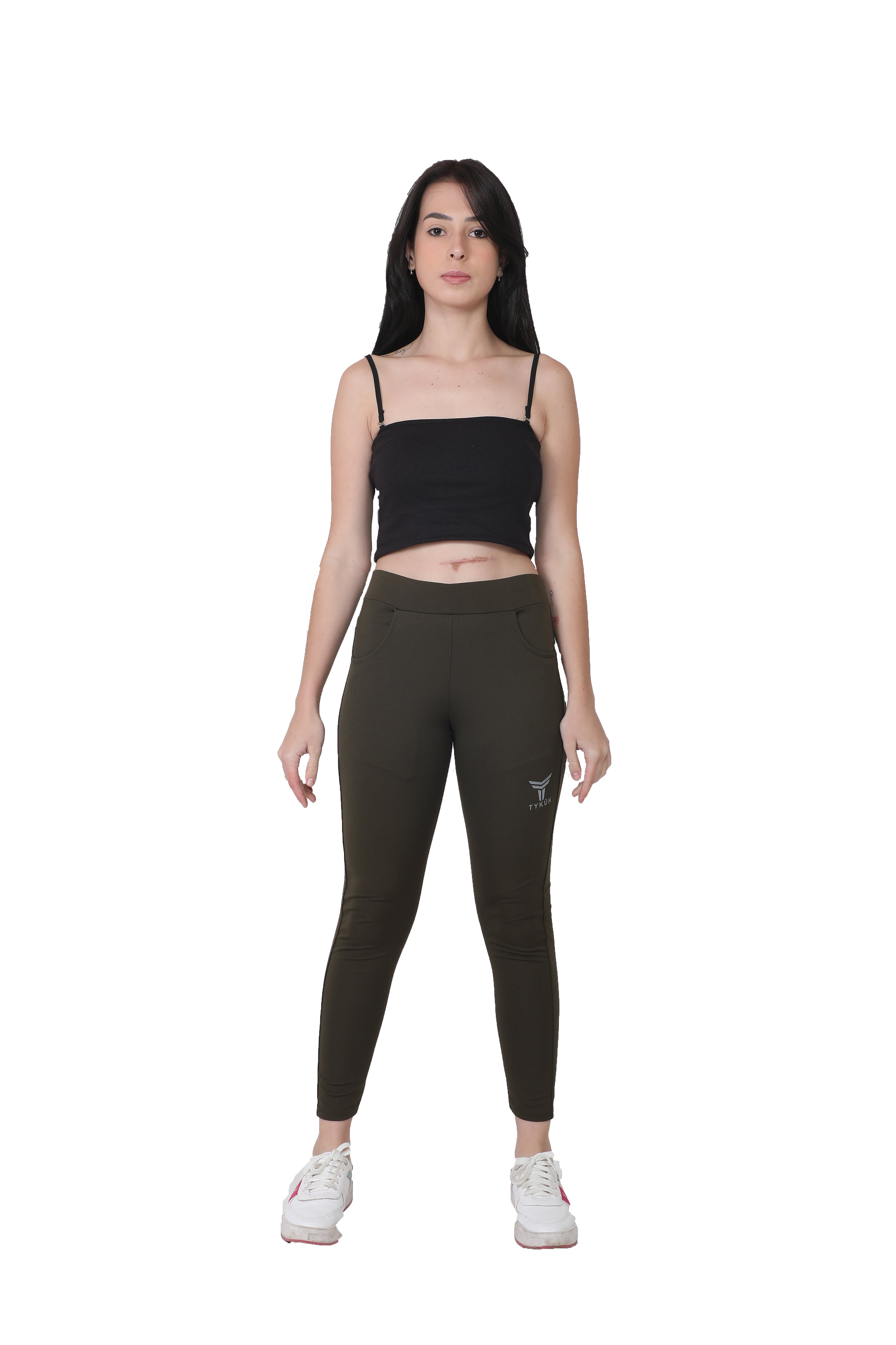 TYKUN Women Solid Track Pants (Olive)