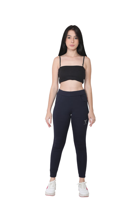 TYKUN Women Solid Track Pants (Navy)