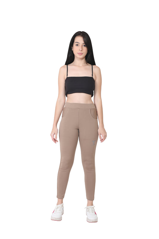TYKUN Women Solid Track Pants (Chiku)