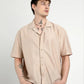 Men's Beige Textured Cuban Collar Shirt – Casual Half Sleeves