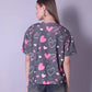 Drop Shoulder Women Cotton Blend Round Neck T-shirt (Black)