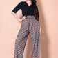 Black Printed Plazzo With V-Neck Plain Top