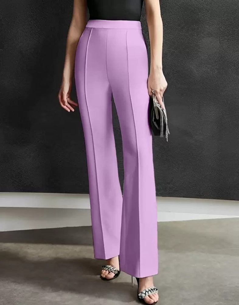 Women Regular Fit  Cotton Blend Trousers (Lavender)