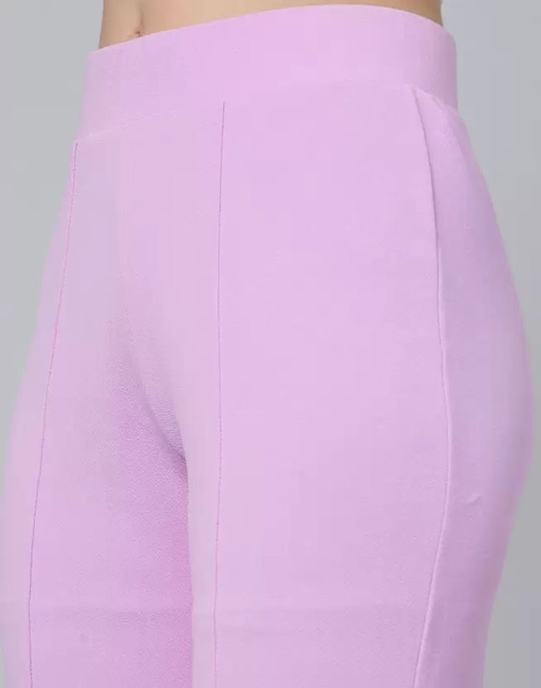 Women Regular Fit  Cotton Blend Trousers (Lavender)