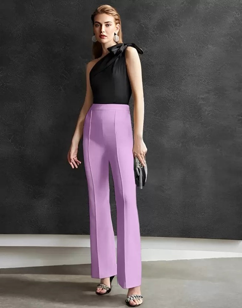 Women Regular Fit  Cotton Blend Trousers (Lavender)