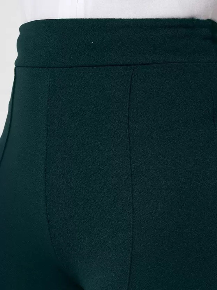 Women Regular Fit  Cotton Blend Trousers (Dark Green)