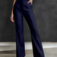 Women Regular Fit  Cotton Blend Trousers  Navy Blue)