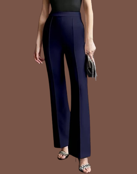 Women Regular Fit  Cotton Blend Trousers  Navy Blue)