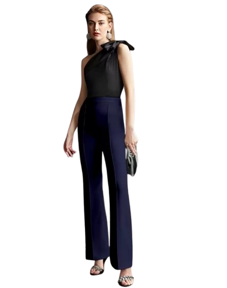 Women Regular Fit  Cotton Blend Trousers  Navy Blue)