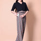 Black Printed Plazzo With V-Neck Plain Top