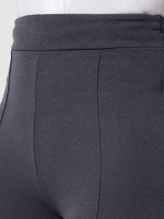 Women Regular Fit  Cotton Blend Trousers (Dark Grey)