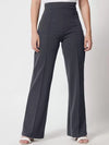 Women Regular Fit  Cotton Blend Trousers (Dark Grey)