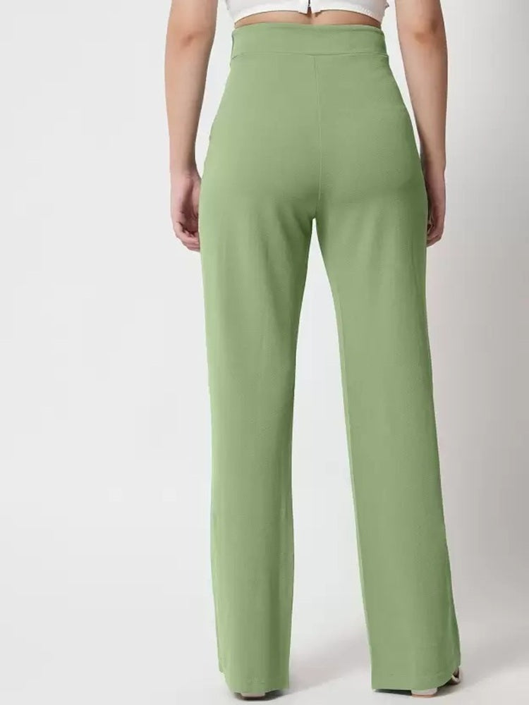 Women Regular Fit  Cotton Blend Trousers (Pista)