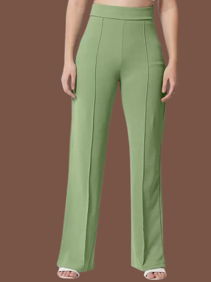Women Regular Fit  Cotton Blend Trousers (Pista)