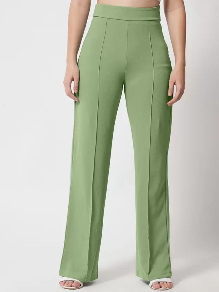 Women Regular Fit  Cotton Blend Trousers (Pista)