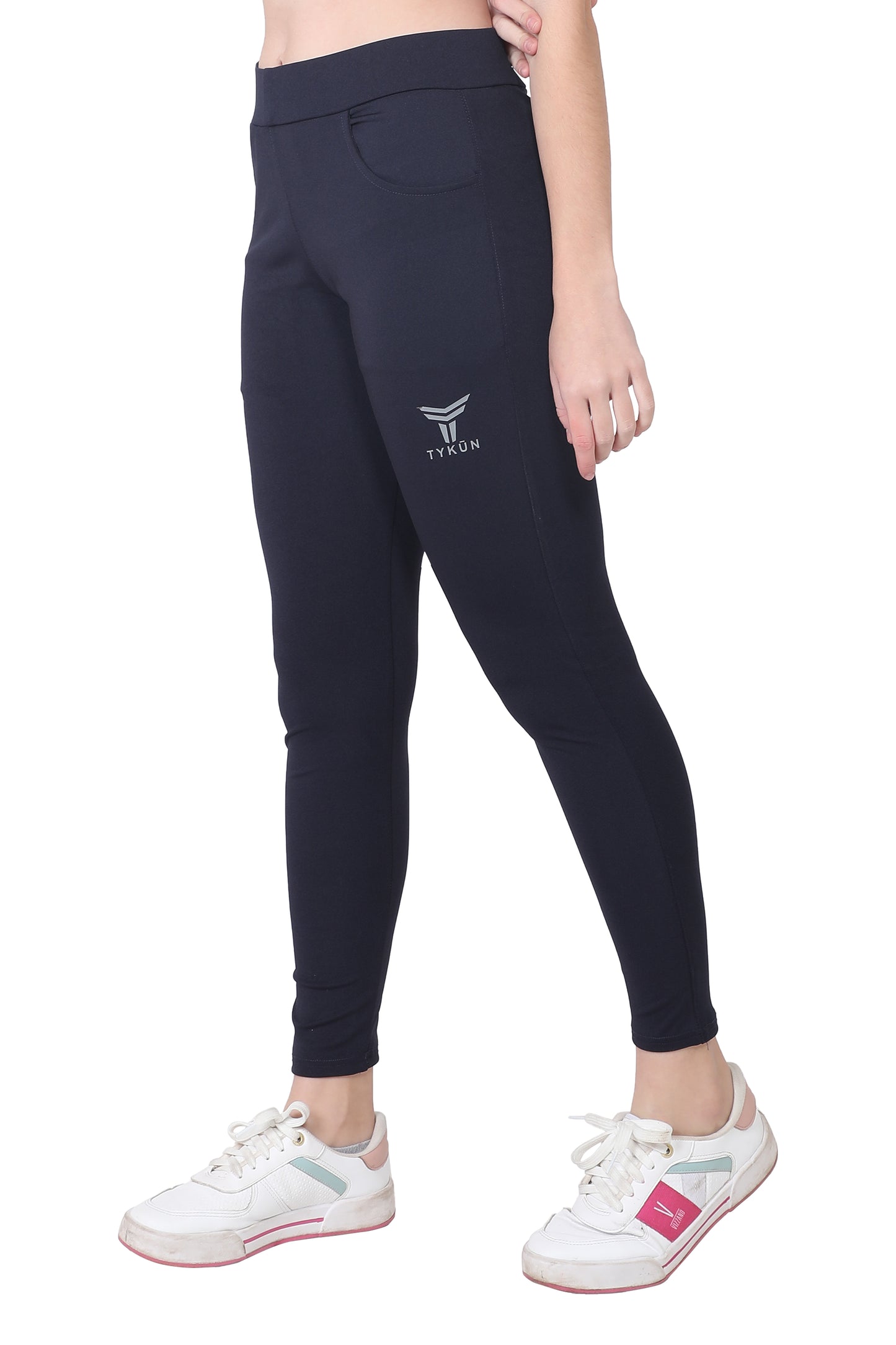 TYKUN Women Solid Track Pants (Navy)