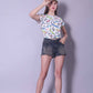 Drop Shoulder Women Cotton Blend Round Neck T-shirt (White)