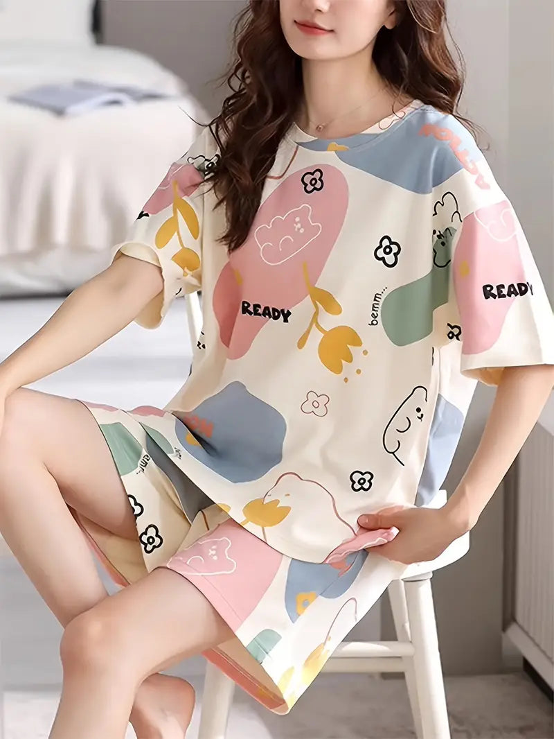 Korean Night Suit|| Lightweight Printed Set || Soft & Comfy Sleepwear for Girls & Women