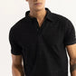 Men’s Black Textured Polo T-Shirt