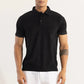 Men’s Black Textured Polo T-Shirt