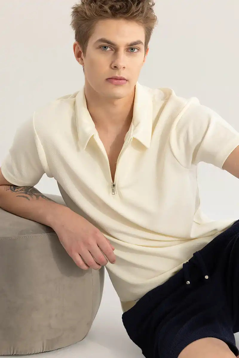 Men’s  Half Sleeve Polo T-Shirt with Zip Collar