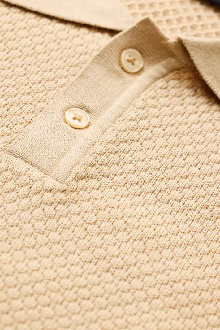 Men’s Textured Beige Polo T-Shirt