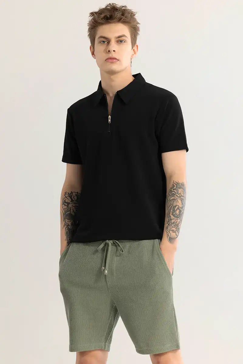 Men’s  Half Sleeve Polo T-Shirt with Zip Collar