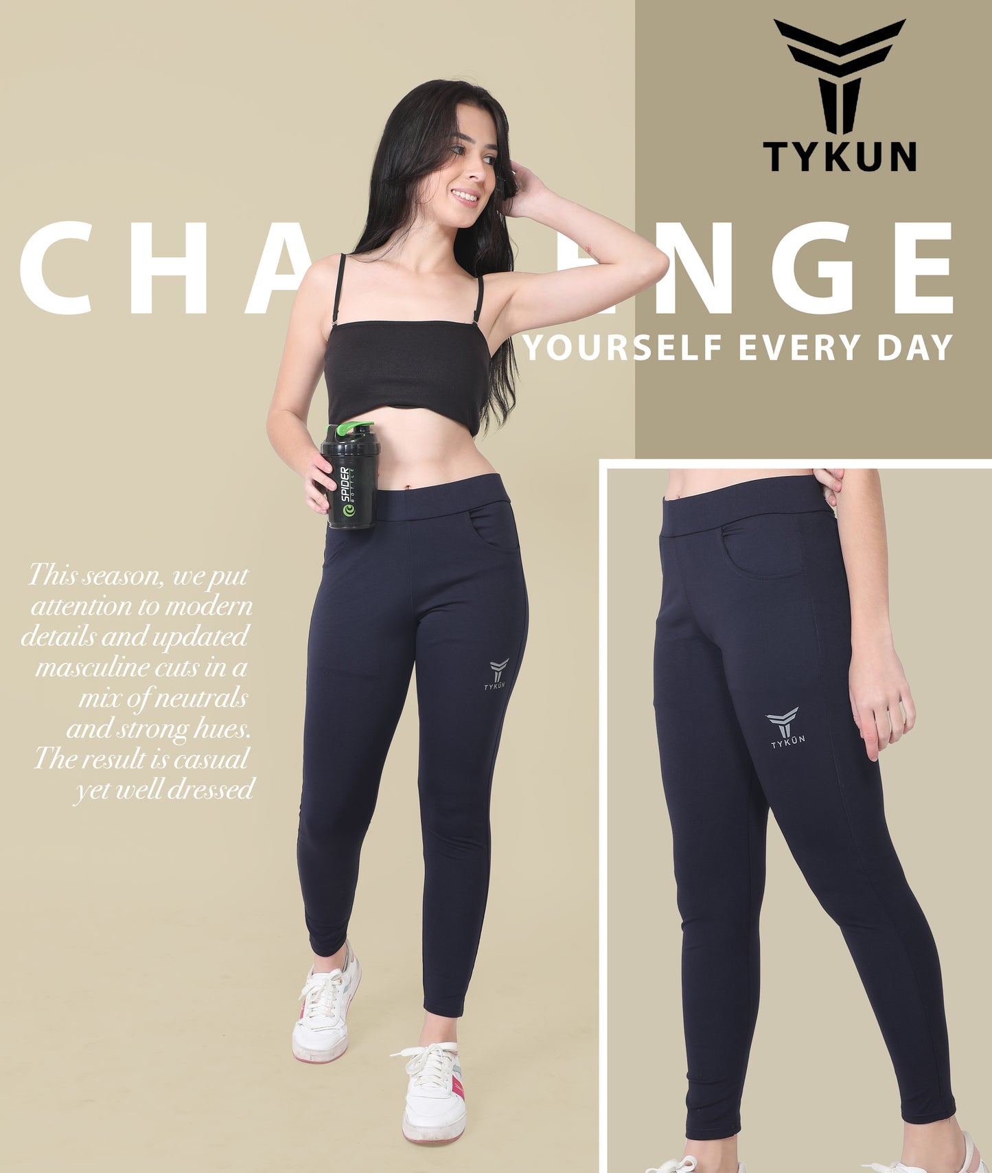 TYKUN Women Solid Track Pants (Navy)