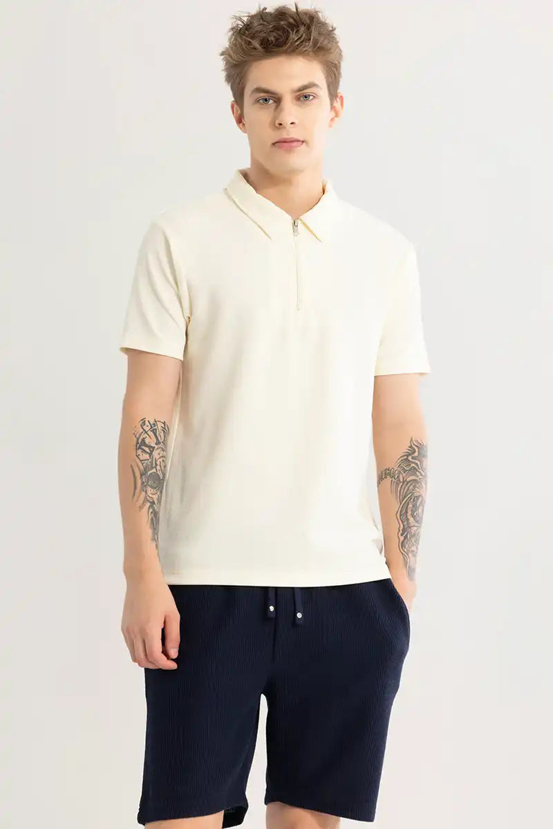 Men’s  Half Sleeve Polo T-Shirt with Zip Collar
