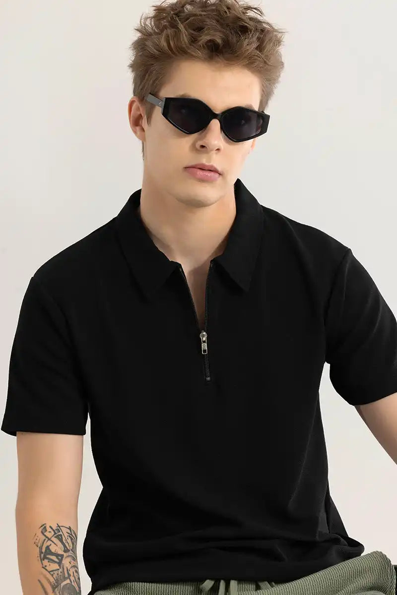 Men’s  Half Sleeve Polo T-Shirt with Zip Collar