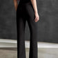 Women Regular Fit  Cotton Blend Trousers (Black)