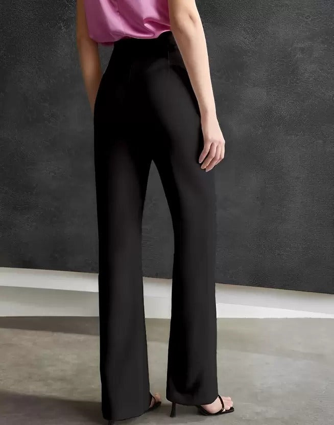 Women Regular Fit  Cotton Blend Trousers (Black)